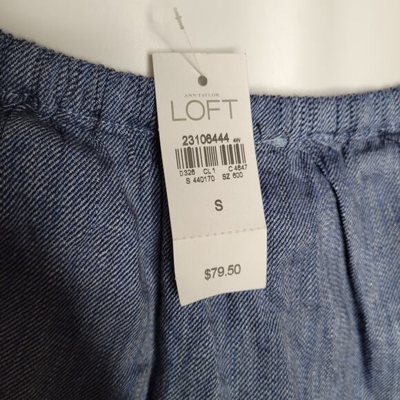 Loft NWT Blue Chambray Ruffled Romper Off The Shoulder Womens Size Small - Picture 6 of 6